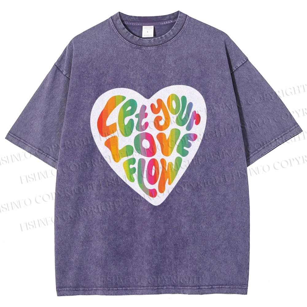 Unisex Pride Let Your Love Flow Printed Washed Tee