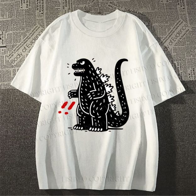 Unisex Godzilla Graffiti Classic Cotton T-shirt