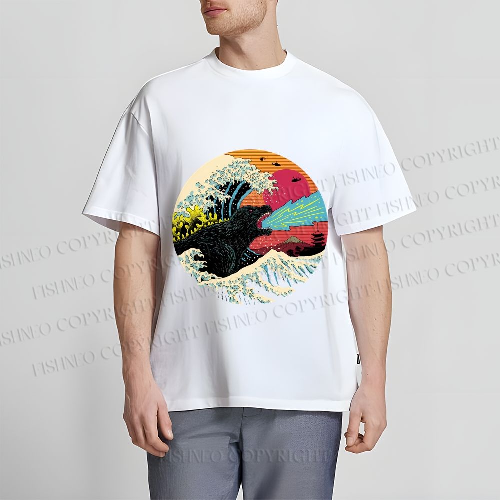 Unisex Japanese Wave Godzilla Classic Cotton T-shirt