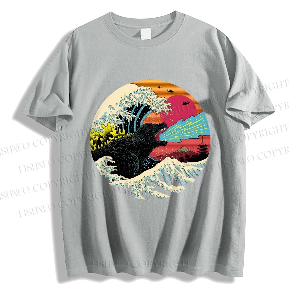 Unisex Japanese Wave Godzilla Classic Cotton T-shirt