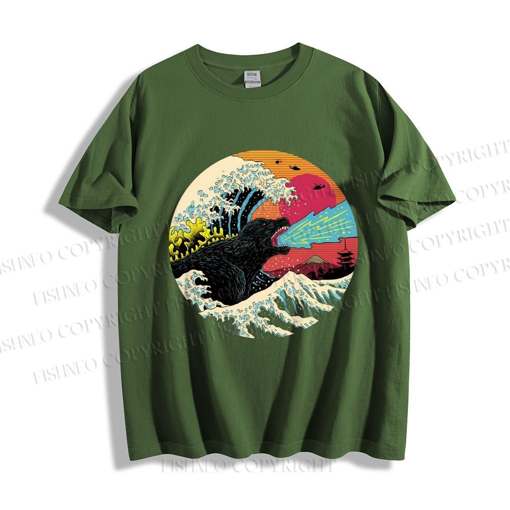 Unisex Japanese Wave Godzilla Classic Cotton T-shirt