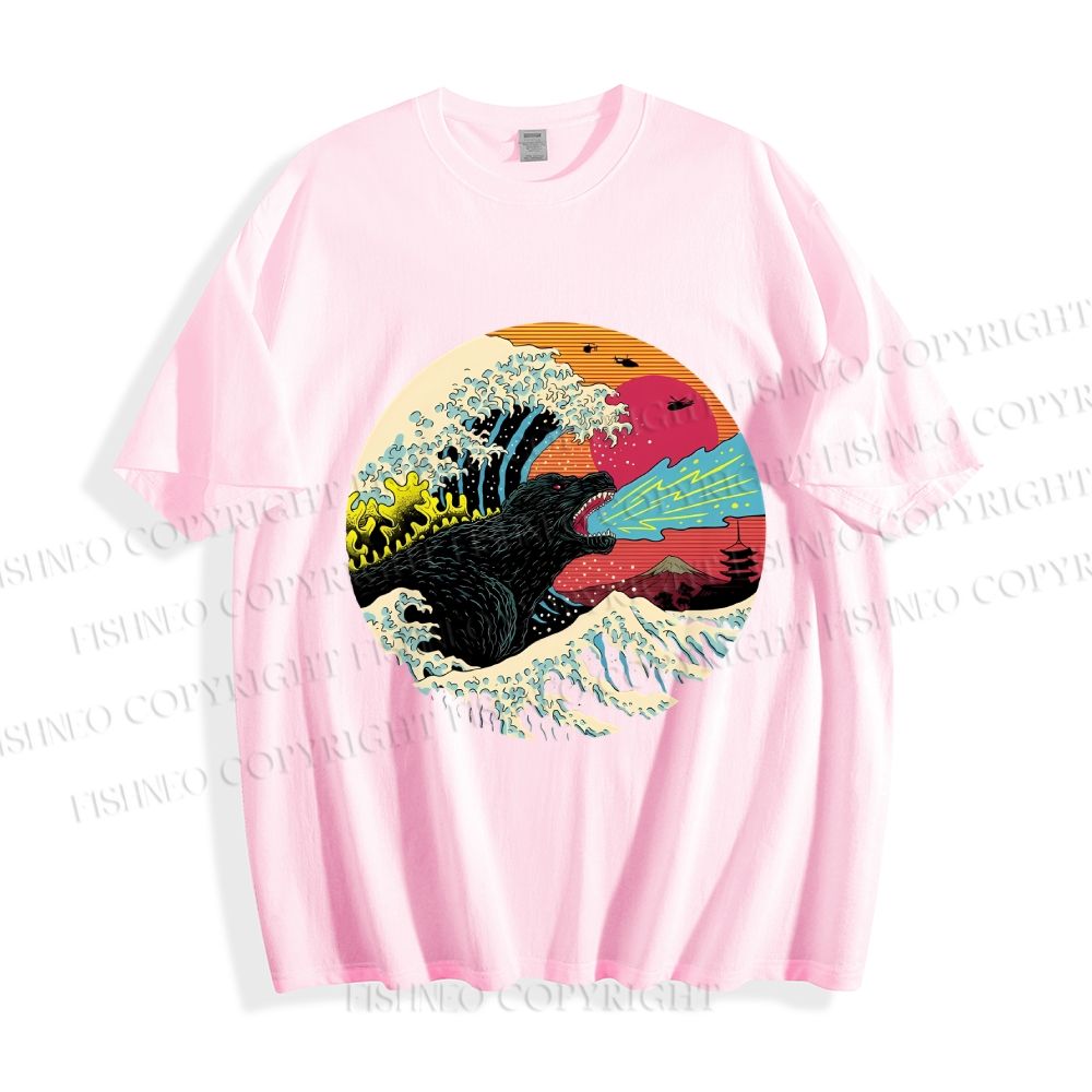 Unisex Japanese Wave Godzilla Classic Cotton T-shirt
