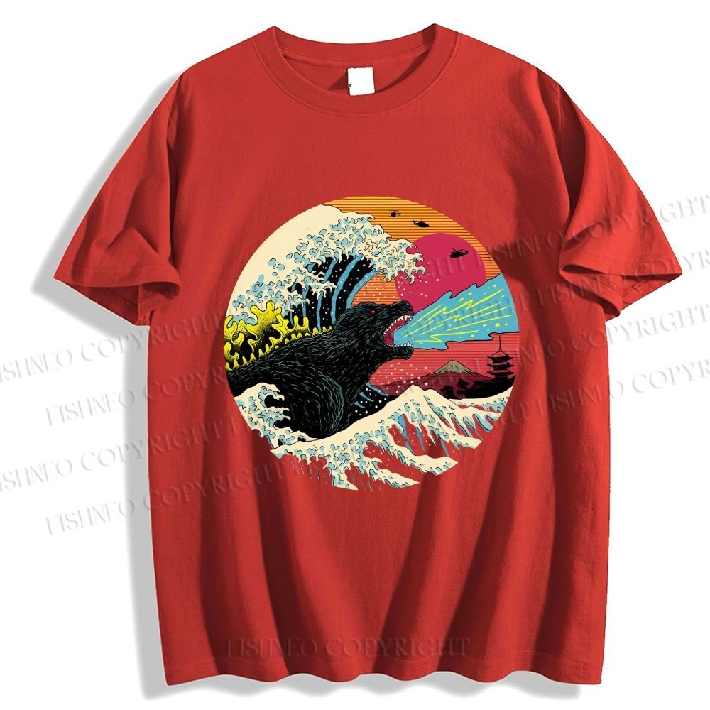 Unisex Japanese Wave Godzilla Classic Cotton T-shirt