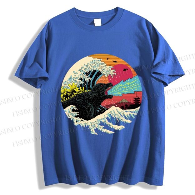 Unisex Japanese Wave Godzilla Classic Cotton T-shirt