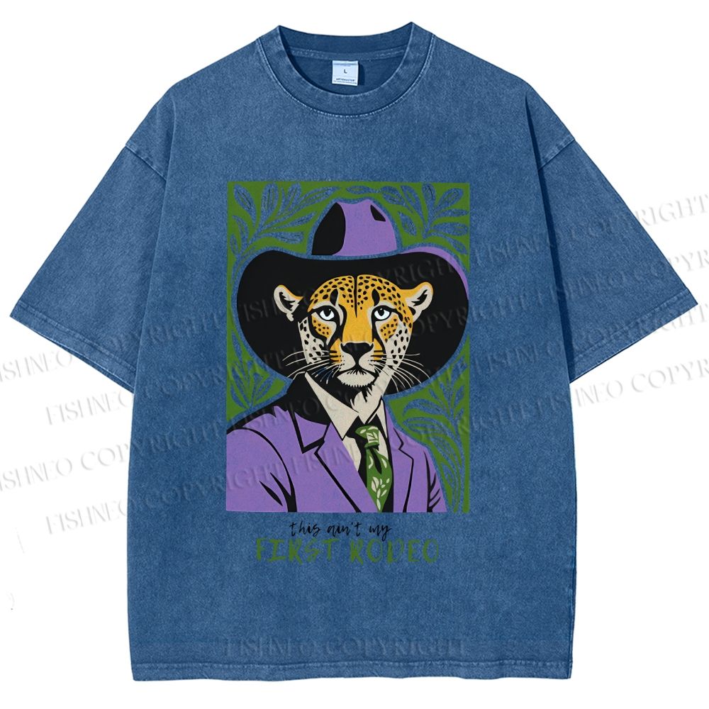 Unisex Leopard First Rodeo Printed Washed Tee