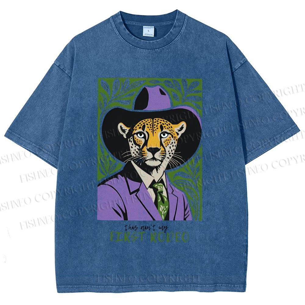 Unisex Leopard First Rodeo Printed Washed Tee