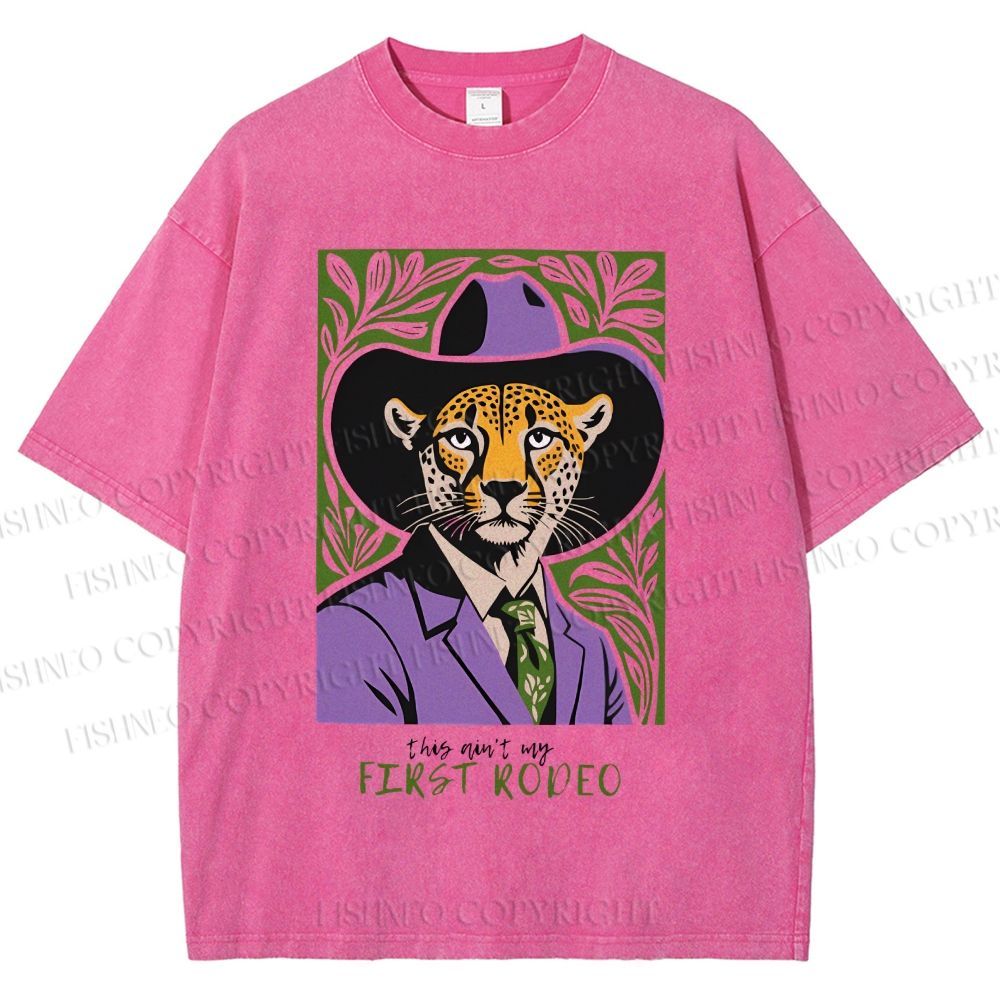 Unisex Leopard First Rodeo Printed Washed Tee