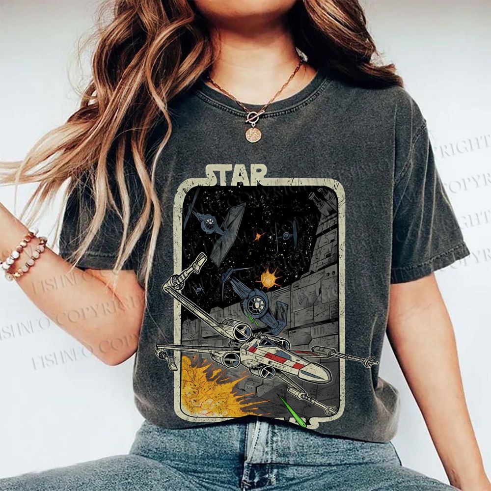 Unisex Vintage Star Wars Printed Washed Tee