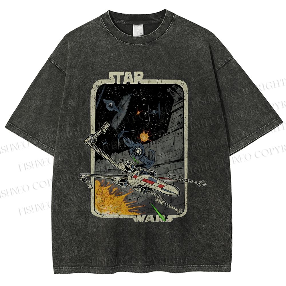 Unisex Vintage Star Wars Printed Washed Tee
