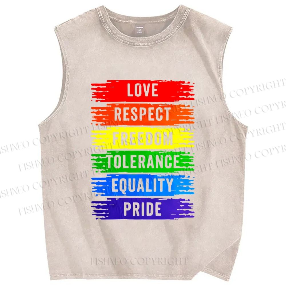 Unisex Pride Rainbow Printed Washed Tank Top