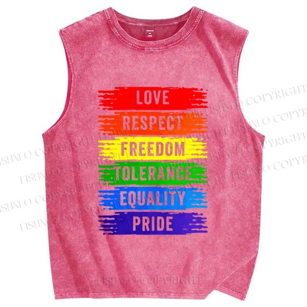 Unisex Pride Rainbow Printed Washed Tank Top