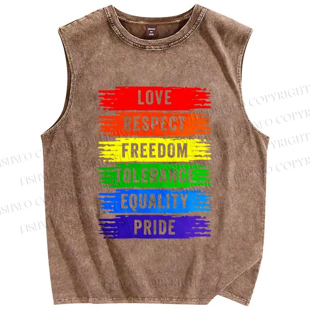 Unisex Pride Rainbow Printed Washed Tank Top