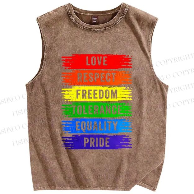 Unisex Pride Rainbow Printed Washed Tank Top