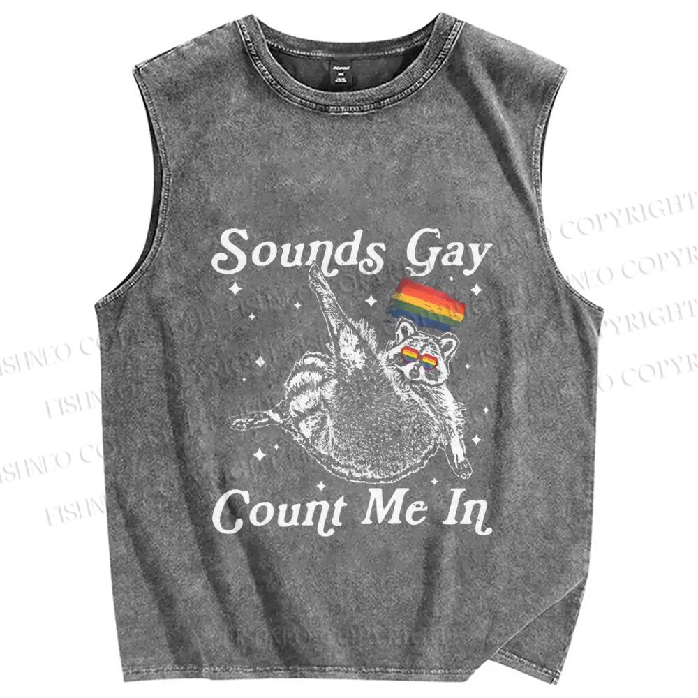 Unisex Pride Raccoon Count Me In Printed Washed Tank Top