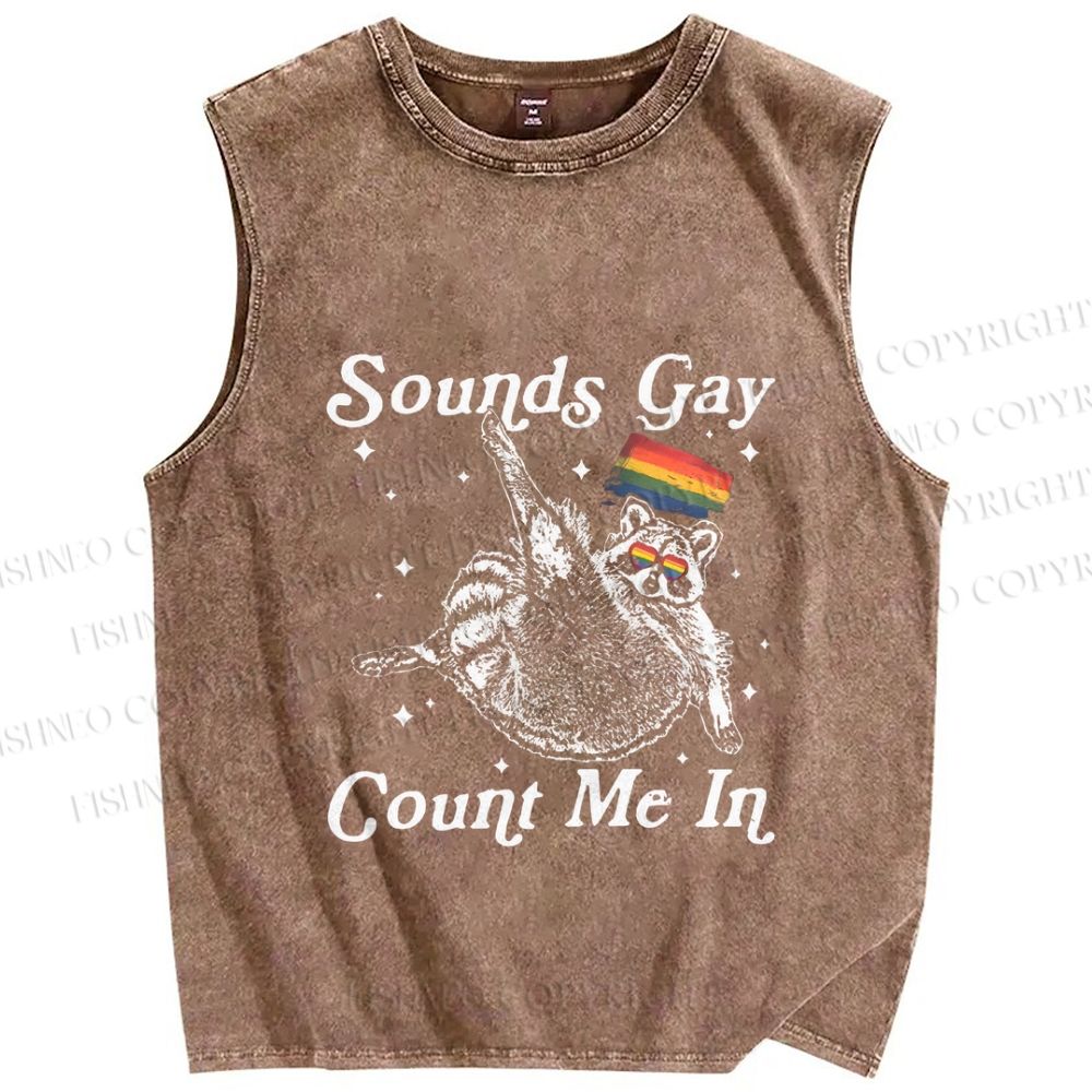 Unisex Pride Raccoon Count Me In Printed Washed Tank Top