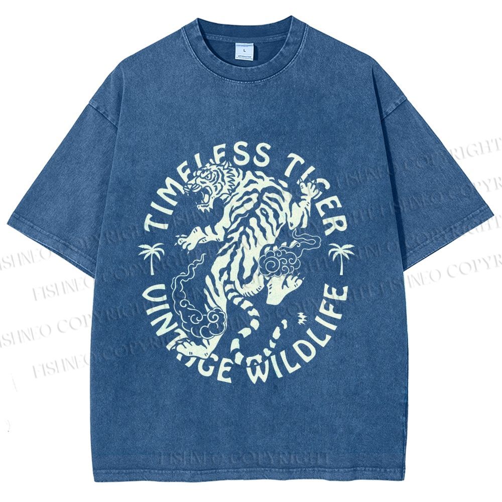 Unisex Vintage Wildlife Timeless Tiger Printed Washed Tee