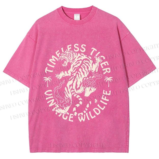 Unisex Vintage Wildlife Timeless Tiger Printed Washed Tee