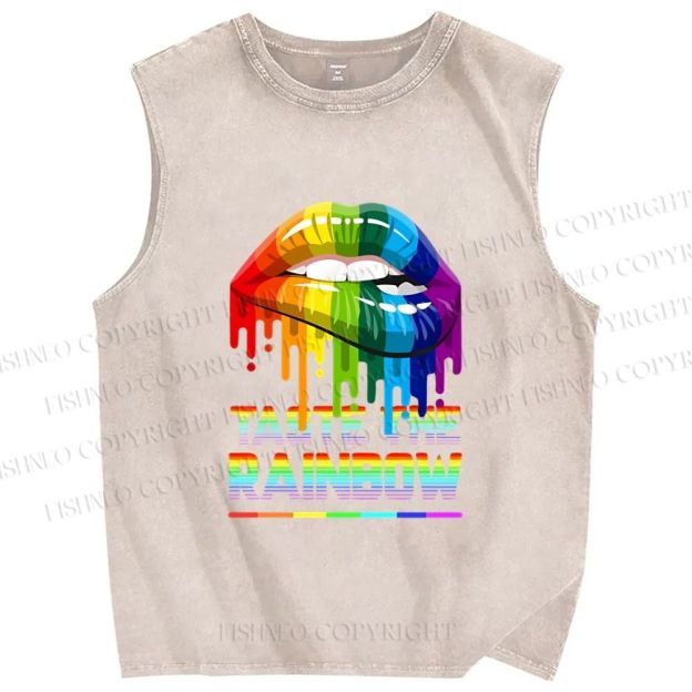 Unisex Pride Taste The Rainbow Printed Washed Tank Top