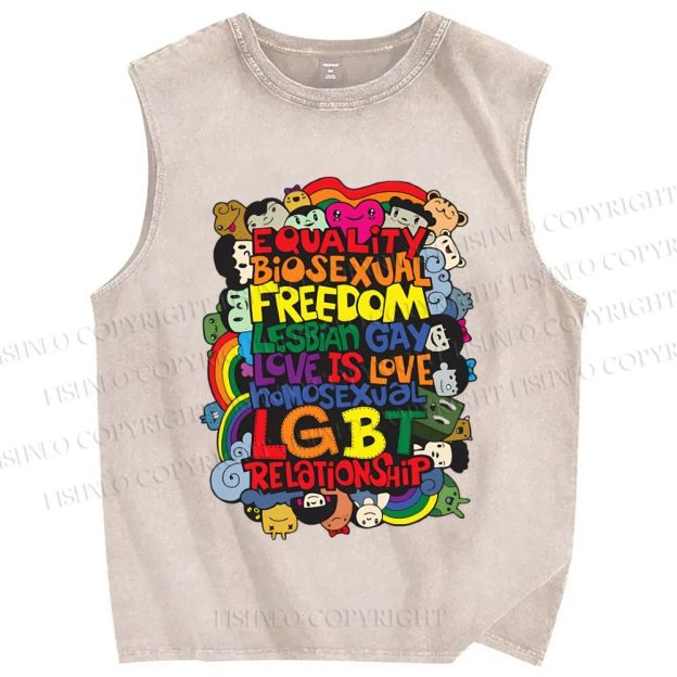 Unisex Pride Graffiti Printed Washed Tank Top