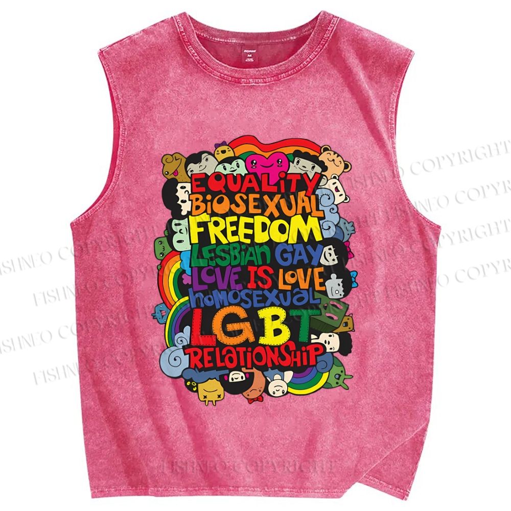 Unisex Pride Graffiti Printed Washed Tank Top