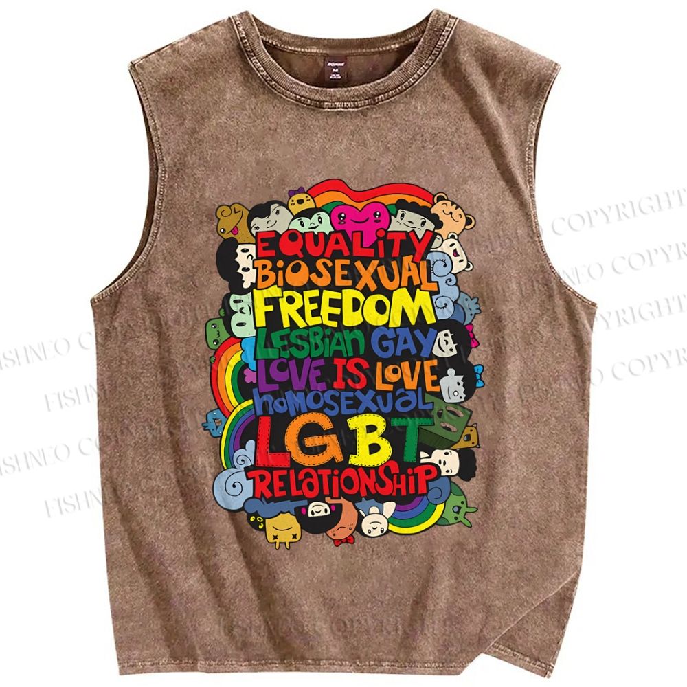 Unisex Pride Graffiti Printed Washed Tank Top
