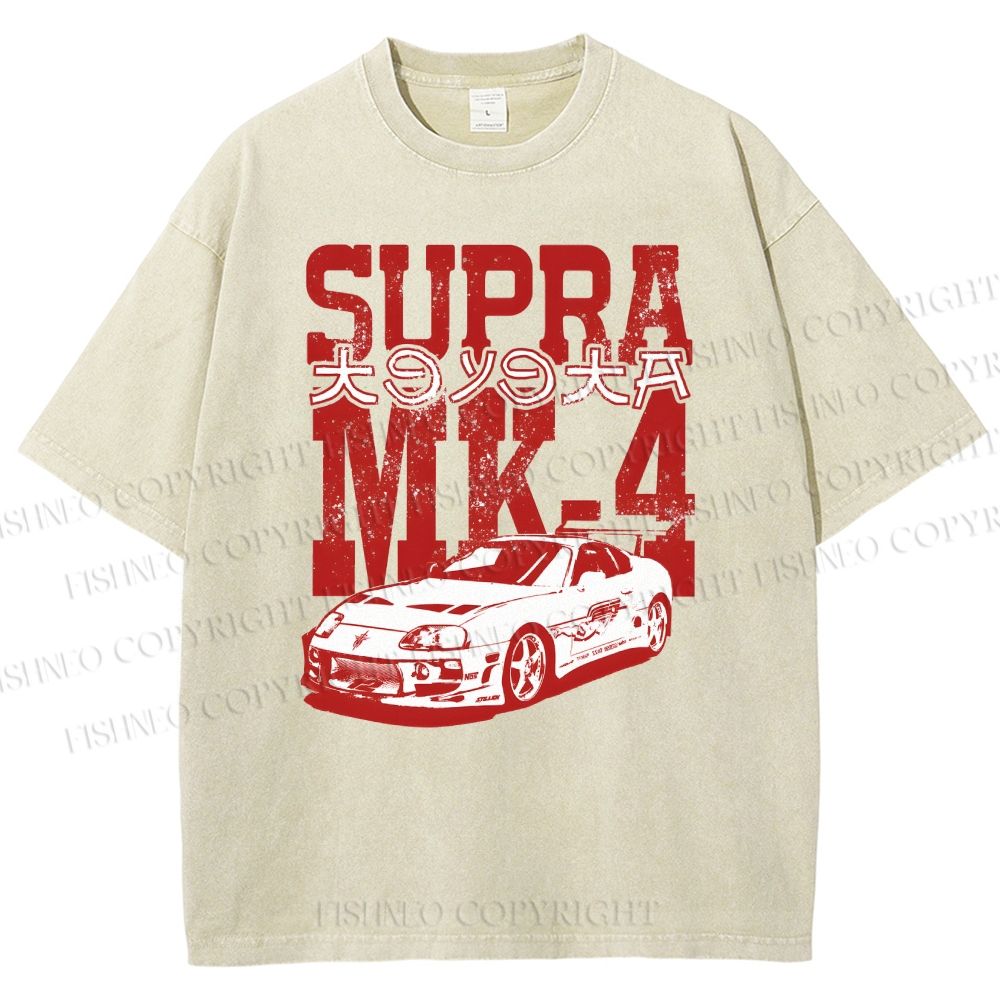 Unisex Japanese Car Printed Washed Tee