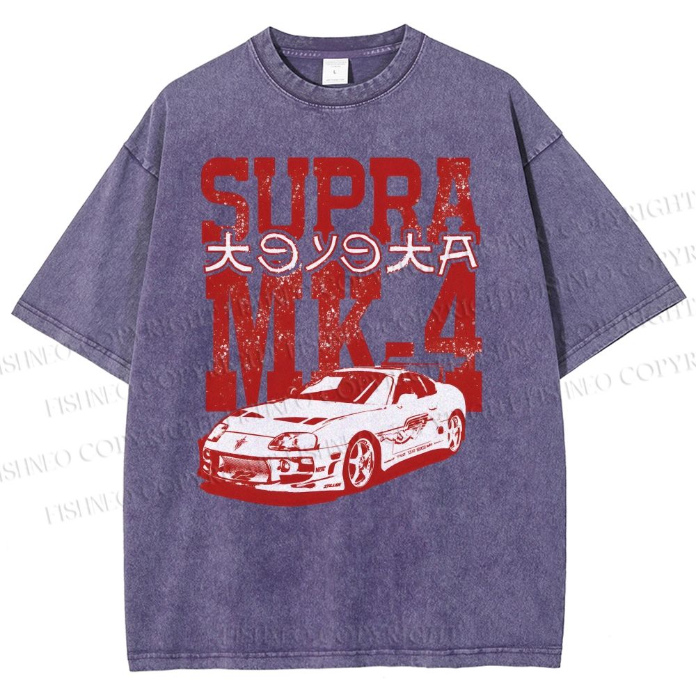 Unisex Japanese Car Printed Washed Tee