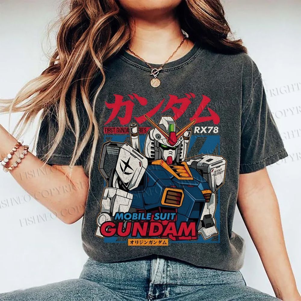 Unisex Gundam Printed Washed Tee