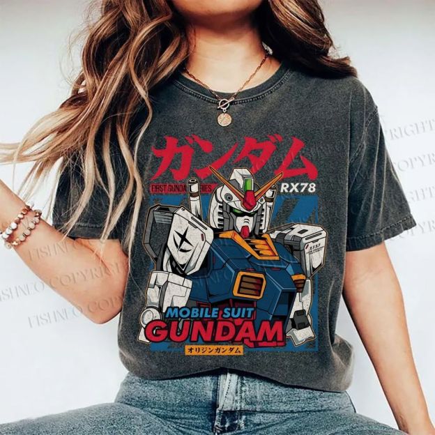 Unisex Gundam Printed Washed Tee