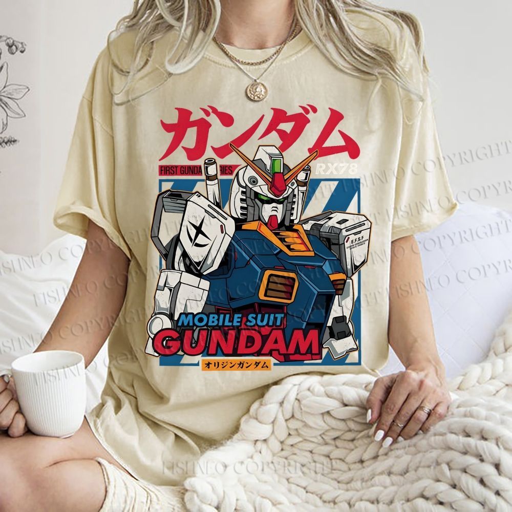 Unisex Gundam Printed Washed Tee