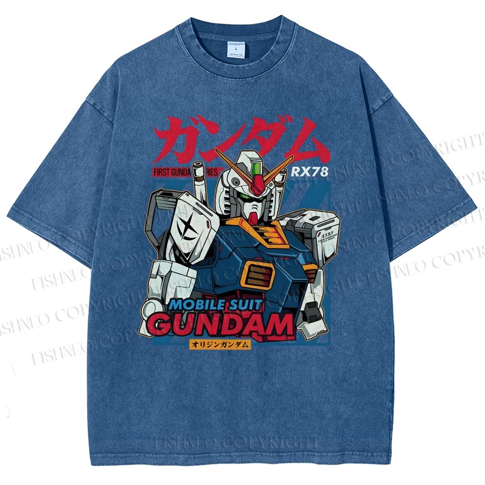 Unisex Gundam Printed Washed Tee
