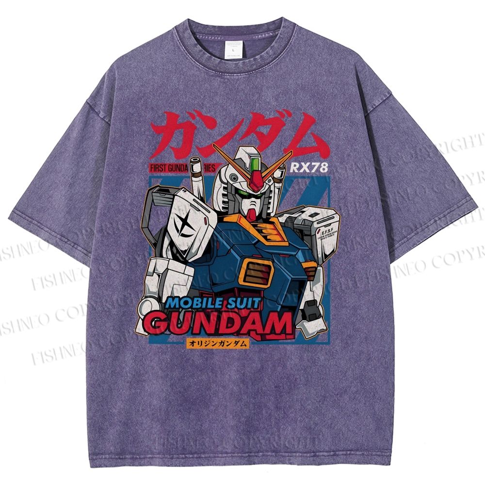 Unisex Gundam Printed Washed Tee