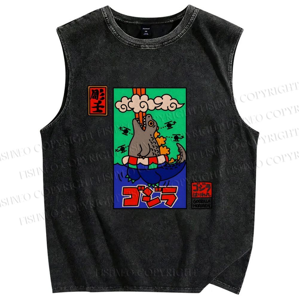 Unisex Monsters Printed Washed Tank Top