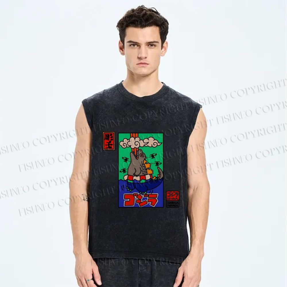 Unisex Monsters Printed Washed Tank Top