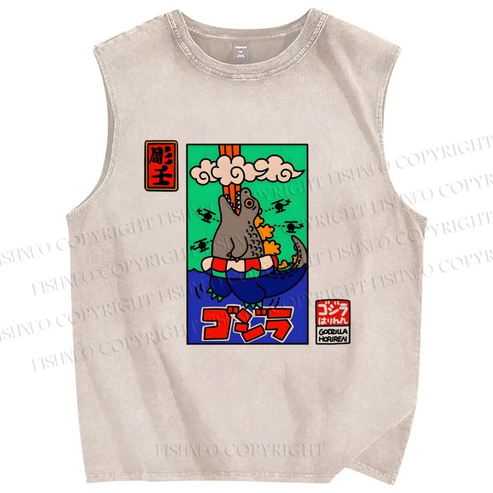 Unisex Monsters Printed Washed Tank Top