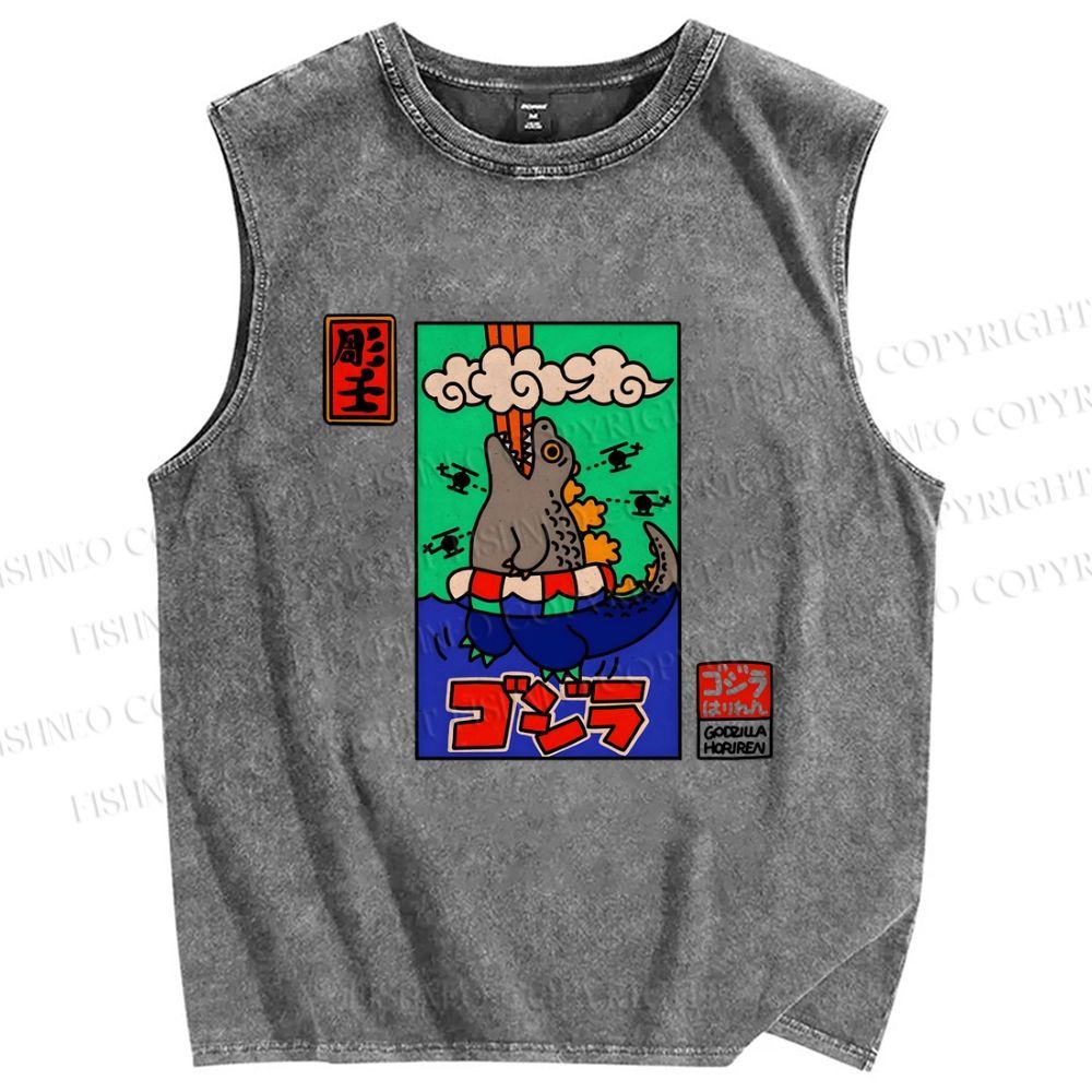 Unisex Monsters Printed Washed Tank Top