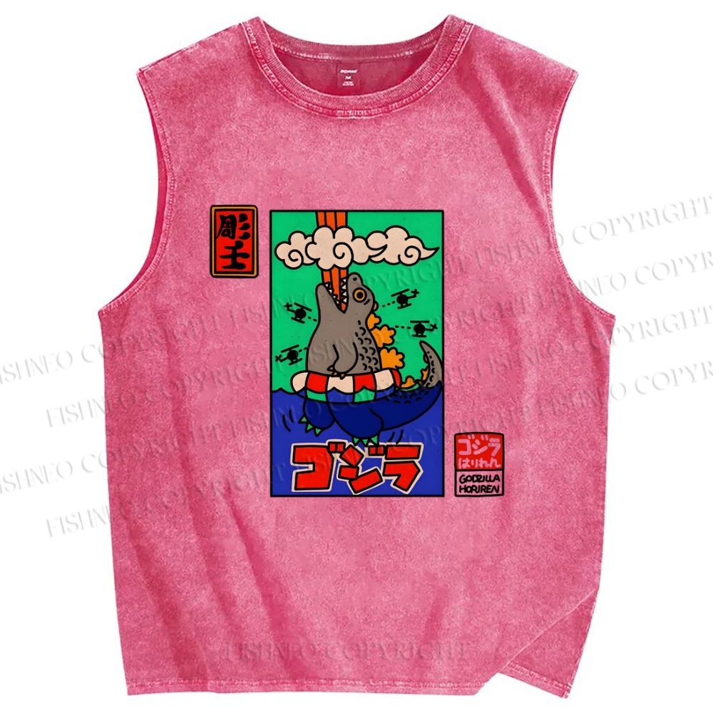 Unisex Monsters Printed Washed Tank Top