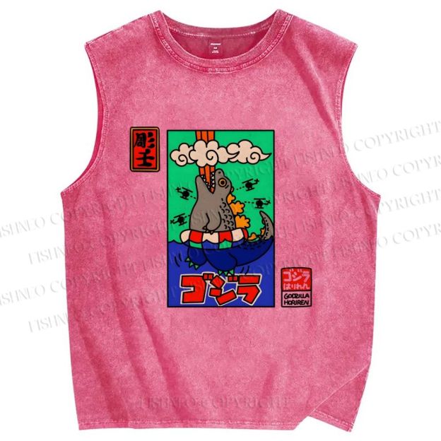 Unisex Monsters Printed Washed Tank Top