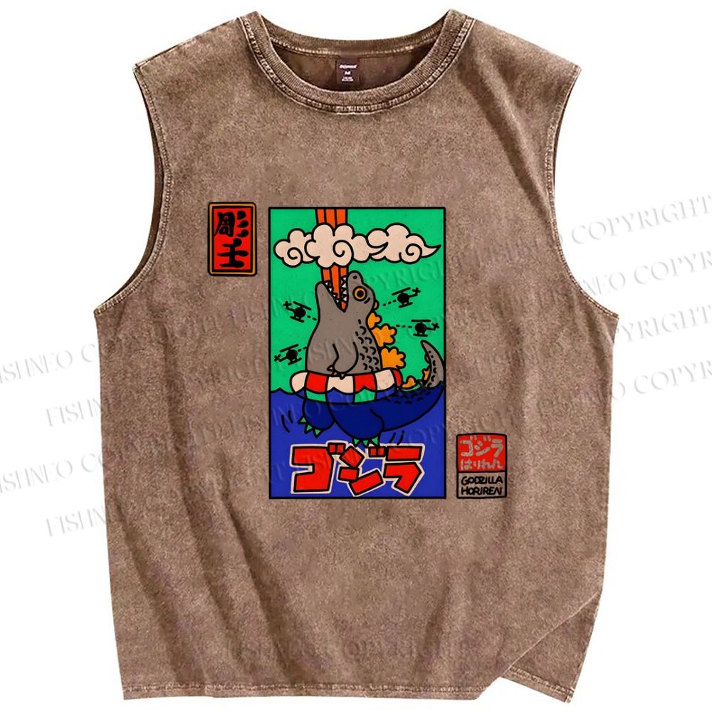 Unisex Monsters Printed Washed Tank Top