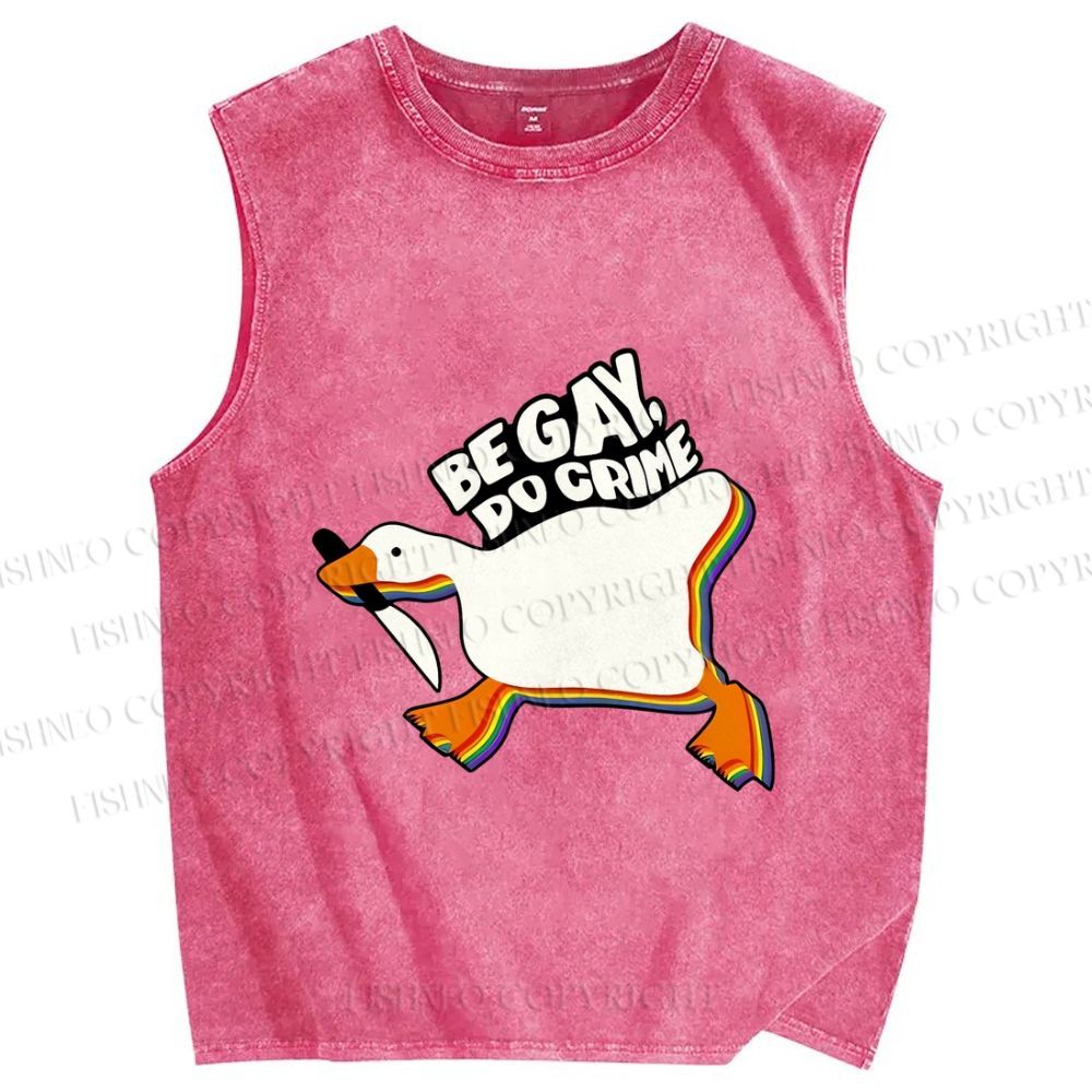 Unisex Pride Silly Goose Be Gay Do Crime Printed Washed Tank Top