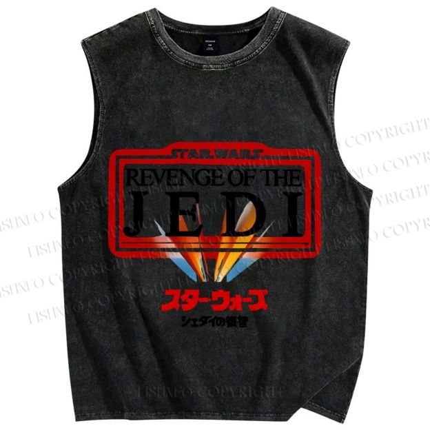 Unisex Star Wars Japanese Design Vintage Printed Washed Tank Top