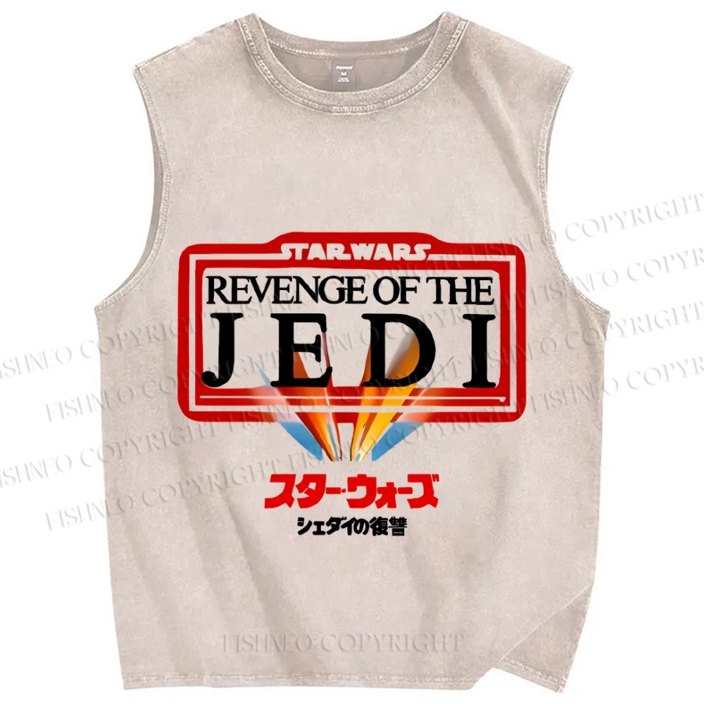 Unisex Star Wars Japanese Design Vintage Printed Washed Tank Top