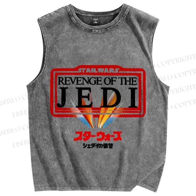 Unisex Star Wars Japanese Design Vintage Printed Washed Tank Top
