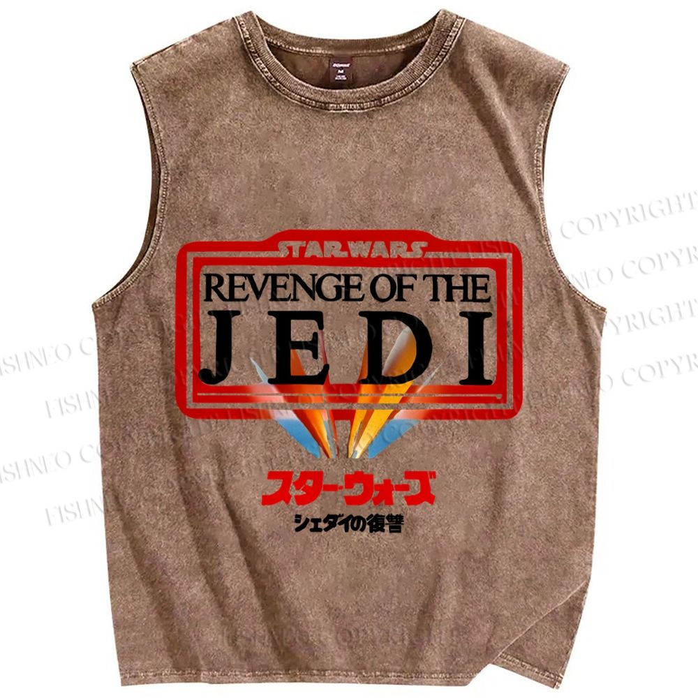 Unisex Star Wars Japanese Design Vintage Printed Washed Tank Top
