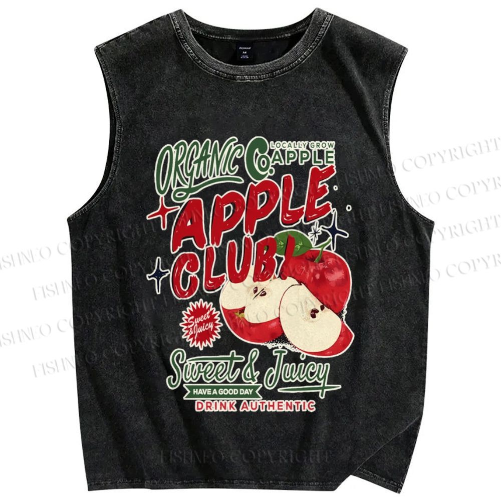 Unisex Sweet & Juicy Apple Club Poster Printed Washed Tank Top