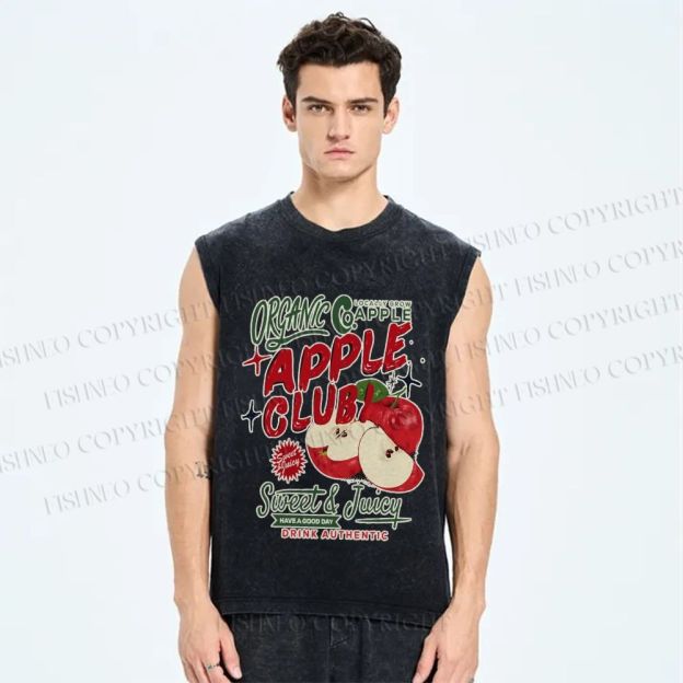 Unisex Sweet & Juicy Apple Club Poster Printed Washed Tank Top