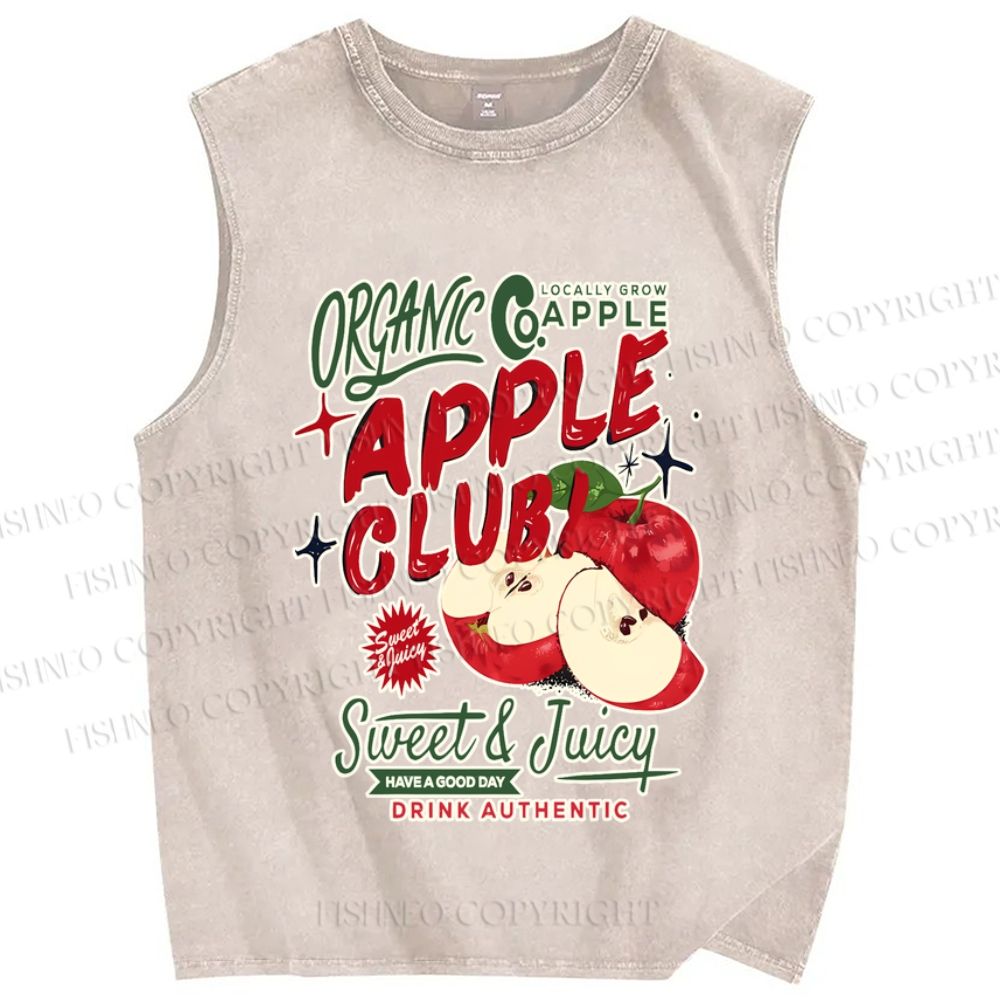 Unisex Sweet & Juicy Apple Club Poster Printed Washed Tank Top