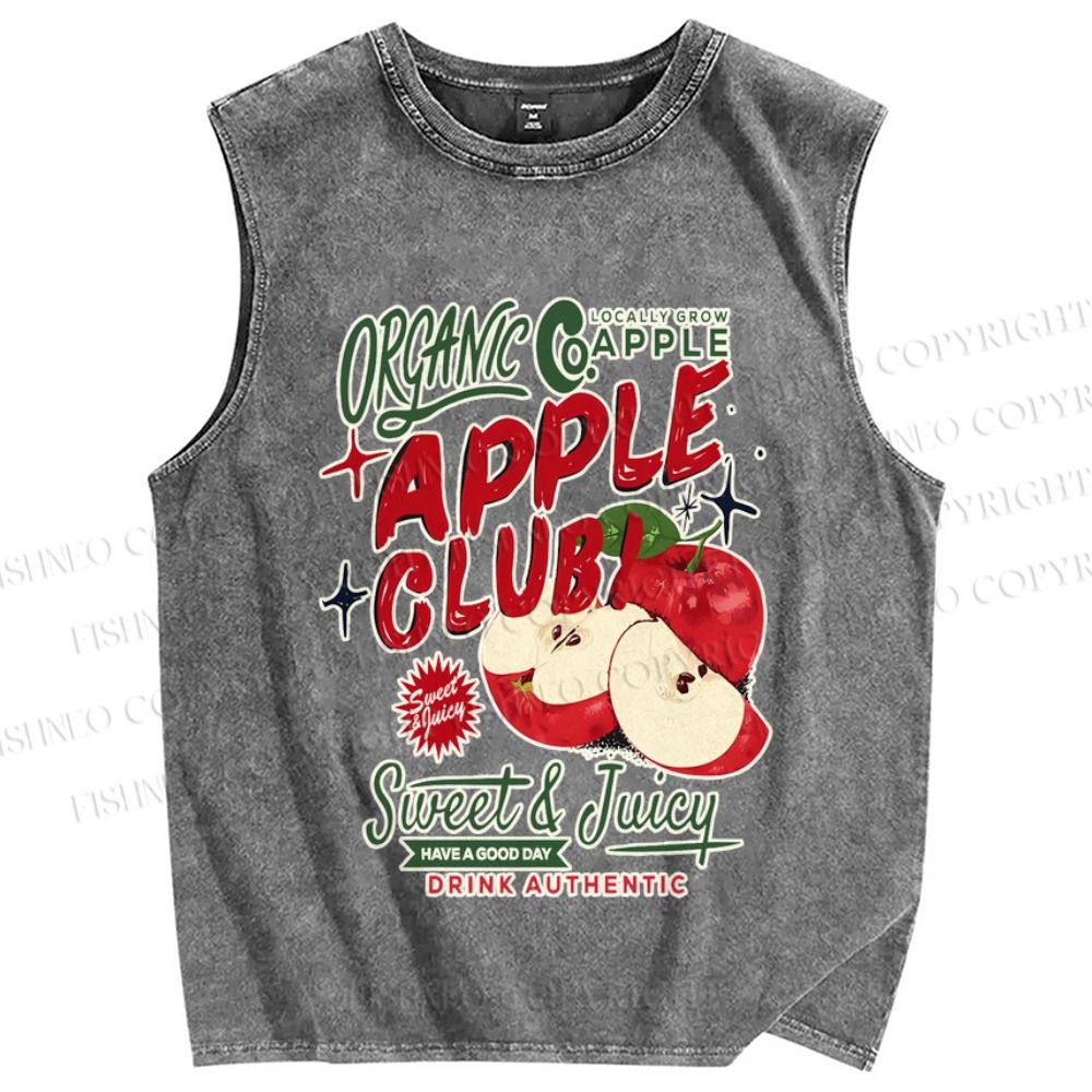 Unisex Sweet & Juicy Apple Club Poster Printed Washed Tank Top