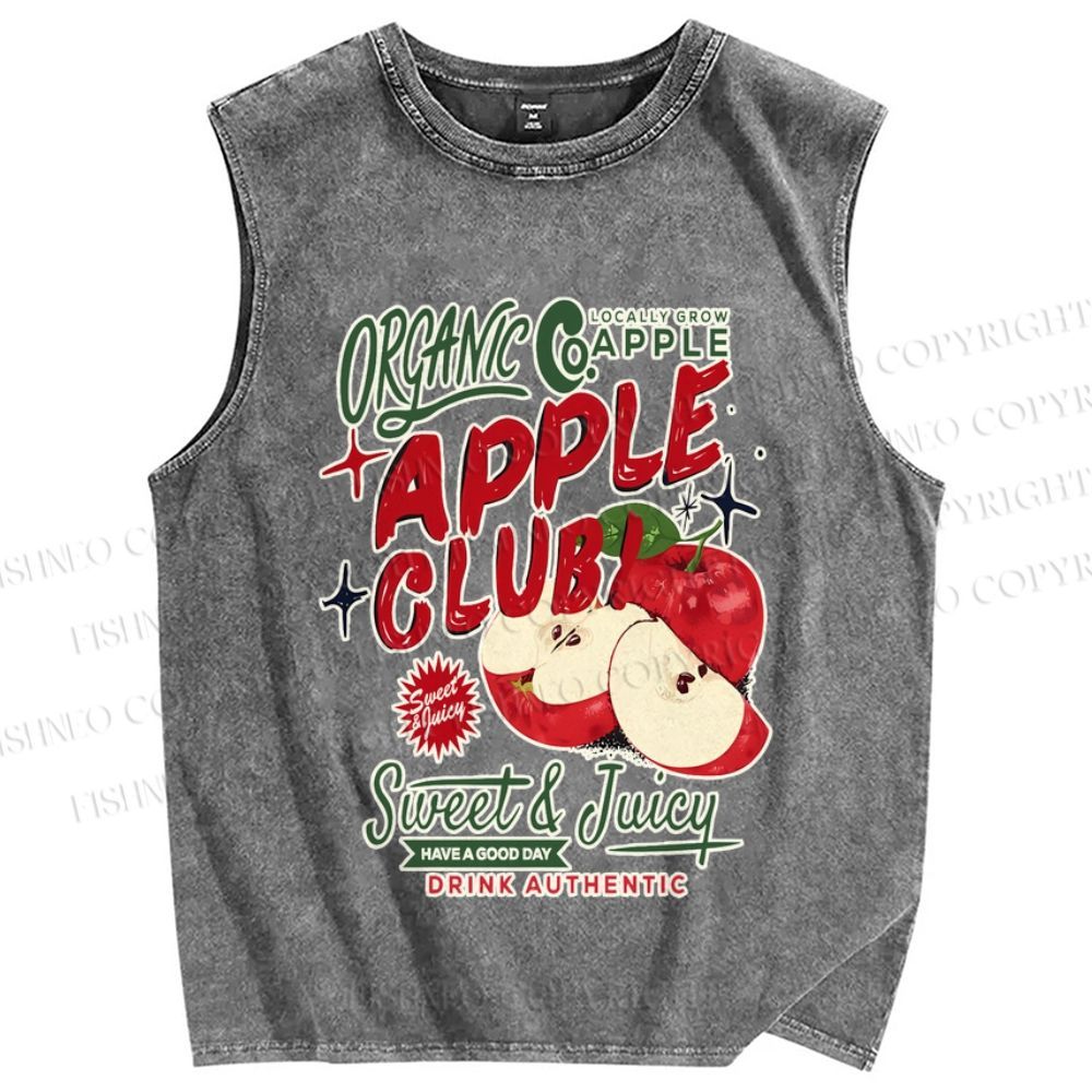 Unisex Sweet & Juicy Apple Club Poster Printed Washed Tank Top