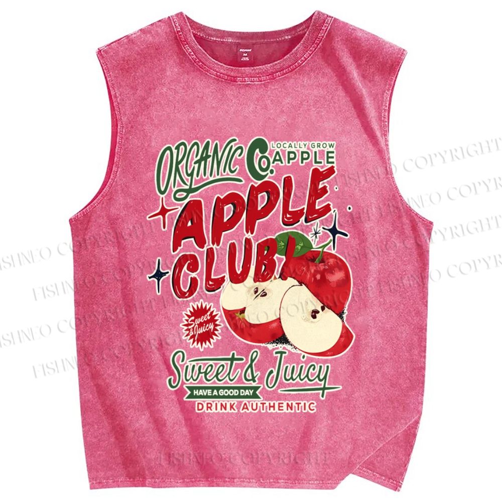 Unisex Sweet & Juicy Apple Club Poster Printed Washed Tank Top